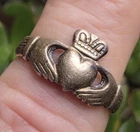 ~VTG~"FNM"~MADE IN IRELAND~"925"~STERLING~SILVER~"CLADDAGH"~RING~SIZE~9~SIGNED~