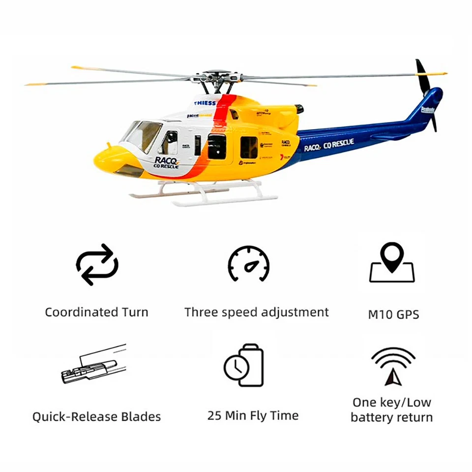 FlyWing BELL 412 Helicopter 10CH 6-axis Gyro M10 GPS ACE Flight Controller RTF - Image 4 of 4