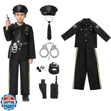 Lumiparty Police Costume for Kids, Police Officer for Boys with Costume-Shirt