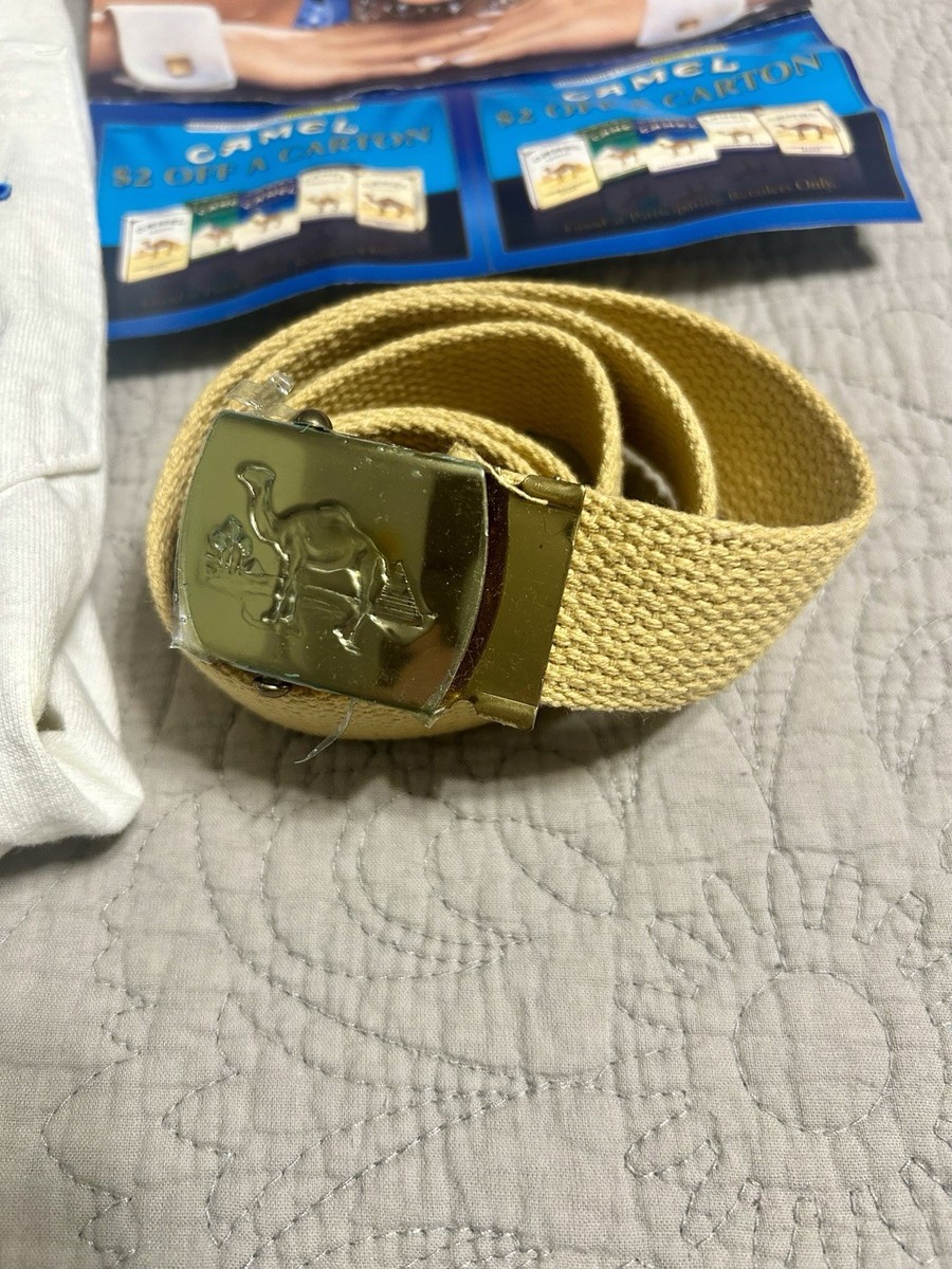 Joe Camel Brass Buckle Vintage Belt T-shirt Cigarette Advertisement Made In  USA