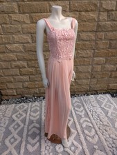 Little Mistress Tall Peach Lace Bodice Pleated Maxi Dress Wedding Guest UK 8