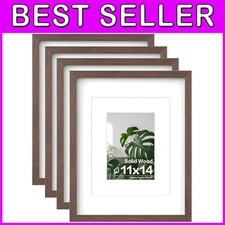 Solid Wood 11x14 Frames - Plexiglass Covered Set of 4