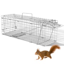 24" Live Animal Cage Trap Folding Raccoon Trap Humane Cat Trap Catcher W/Handle