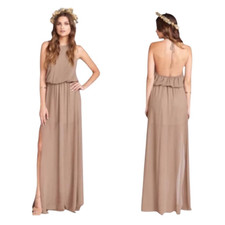 Show Me Your MuMu Heather Halter Maxi Dress Dune Women’s Size S Formal Wedding