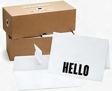 Opie's Paper HELLO Letterpress Note Cards 100 Count Self Seal Envelopes Set