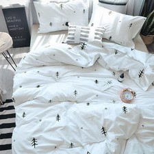 Kids Duvet Cover Full Cotton White/Grey,Premium Boys Girls Bedding Sets