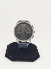 Movado Bold Thin Men's Gray Dial Chronograph Leather Strap Watch - 3600720