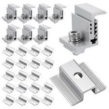 8 Set 35-50mm Adjustable Solar Panel End Clamp Mounting Brackets, Anodized Al...