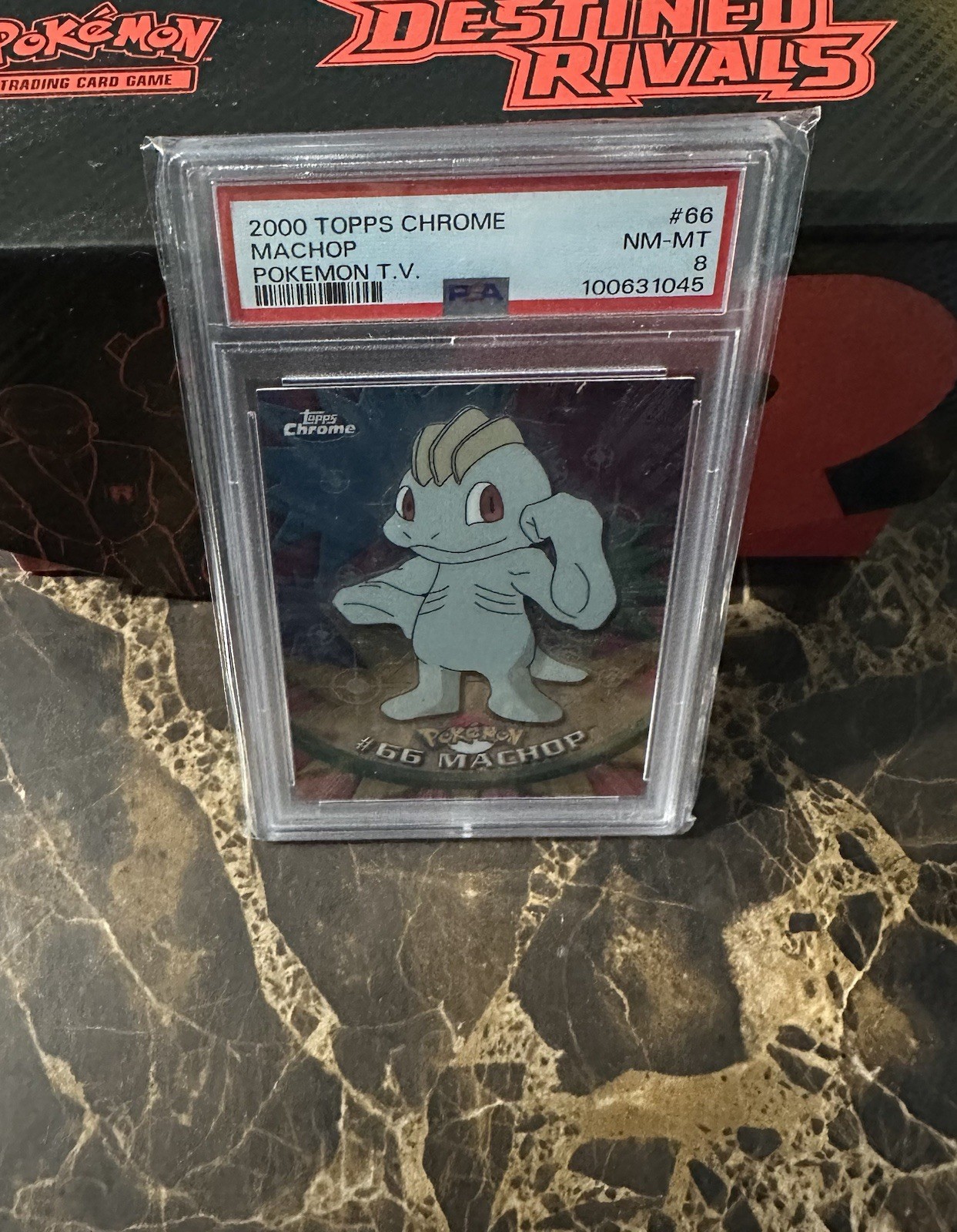 2000 Pokemon Topps Chrome Machop #66 Pokémon T.V. - PSA 8