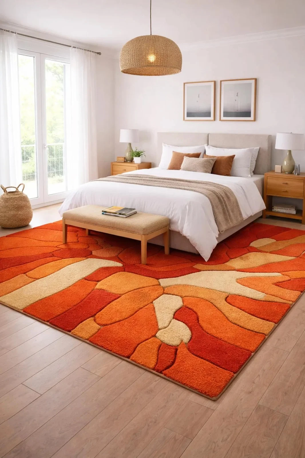 Hand Tufted Orange & Red Handmade Elegant Quality Area Rug Carpet
