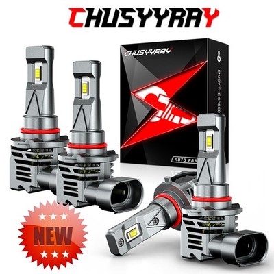 9005 9006 Led Headlights Kit Combo Bulbs 6000K High Low Beam Super White Bright