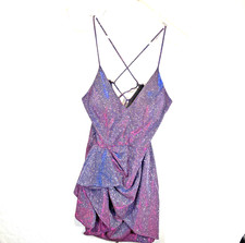Iridescent Sparkle Blondie Nites Babydoll Party Prom Mini Dress Sz 3 Jr Y2K