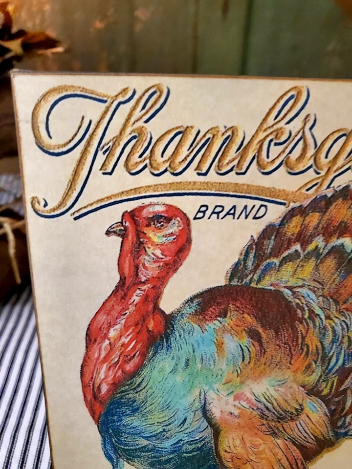 GRAN LETRERO PUBLICITARIO RETRO ANTIGUO PRIMITIVO VINTAGE ESTILO GRANJA ACCIÓN DE GRACIAS PAVO Foto 4 de 4