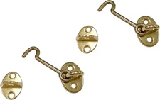 QCAA Forged Brass Cabin Hook Latch & Eye, 2pack(2-1/2), Vibrated 