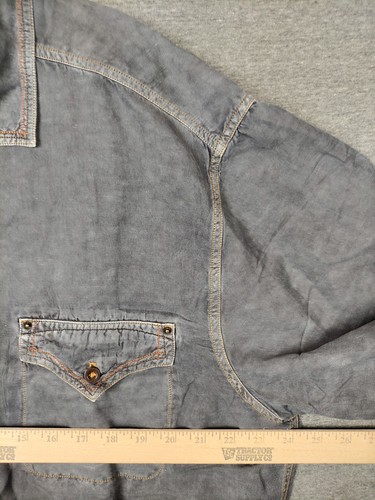 Ryan Michael Herren Hemd XL grau Seide Leinen Knopf Western Ranch Rodeo Dress - Bild 4 von 8
