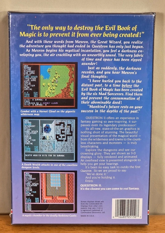 New Sealed Questron II SSI PC Big Box Game IBM 5-1/4 Floppy Complete CIB Fantasy - Image 2 of 4