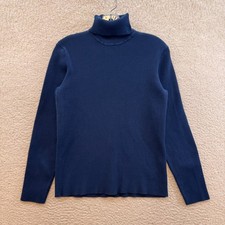 Vintage Lauren Ralph Lauren Turtleneck Sweater Large XL Blue Rib Knit Logo