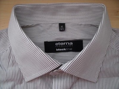 Eterna BLACKLINE EXCELLENT Hemd 42 weiß Schwarz Gestreift Neuwertig #TA9572