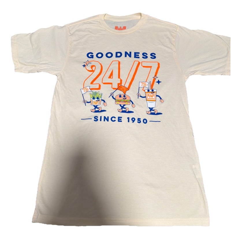 Whataburger Employee T Shirt SizeS Beige Advertising Promotional Texas FastFood