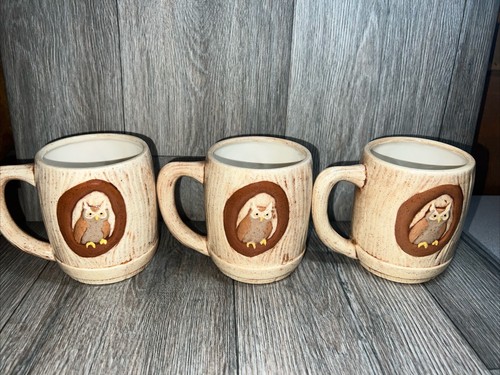 Vintage 1979 Cramer Ceramic Owl Tree Coffee Mug Holder With 6 Double Sided Mugs - Picture 9 of 16