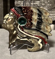 Great American Buckle Co Vtg 1976 Rare Native Chief Belt Buckle LE Serial 350