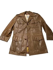 Vintage Schott Bros Down Prime Northern Goose Leather Long Jacket Size 38