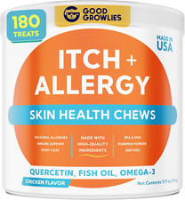 Dog Allergy Relief Chews - Omega 3 Skin Coat Supplement - 180 Ct