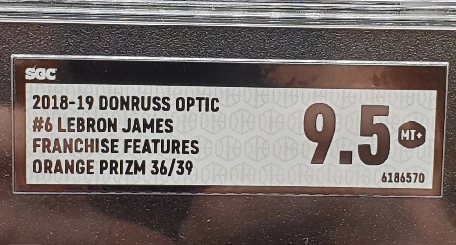 LEBRON JAMES 18-19 DONRUSS OPTIC FRANQUICIA CARACTERÍSTICAS NARANJA PRIZM 36/39 SGC 9.5 Foto 3 de 4