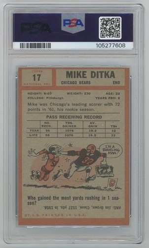 1962 Topps 17 Ditka RC PSA 5 710365 - Picture 2 of 2