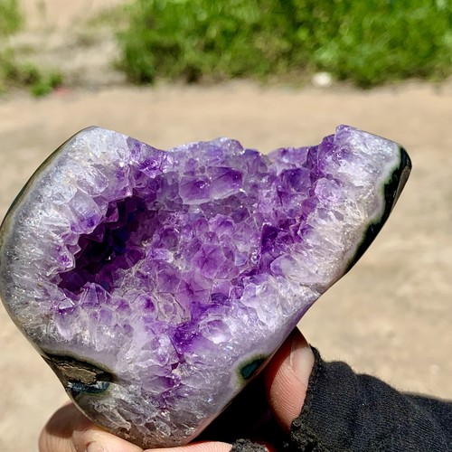 Geoda de amatista natural 290G cuarzo racimo cristal espécimen curación - Imagen 22 de 22