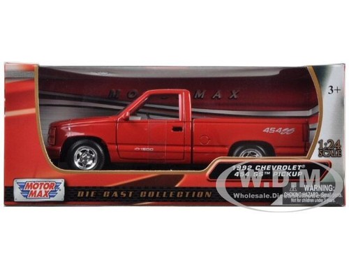 Chevrolet 454 SS 1992 camioneta pickup roja 1/24 diecast modelo coche Motormax 73203 - Imagen 6 de 6