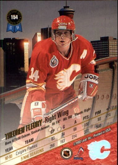 Hoja #154 Theo Fleury 1993-94 - casi nuevo Foto 2 de 2