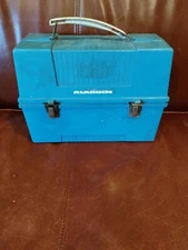 VINTAGE ALADDIN Blue Workman's PLASTIC LUNCHBOX LUNCH PAIL  