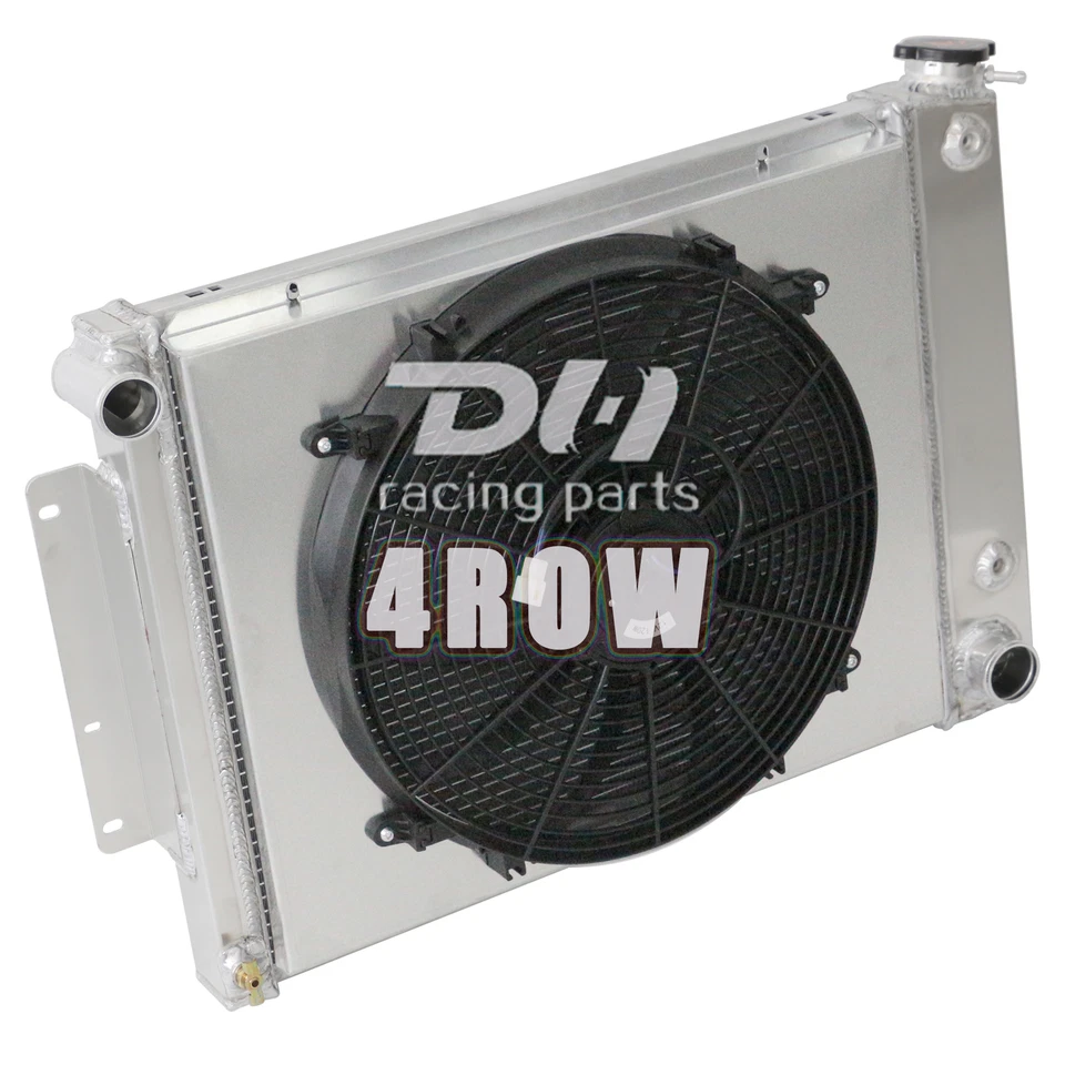 Radiador de aluminio 4 filas + ventilador de cubierta para Chevy Pontiac/Firebird Camaro 1967-1969 Foto 2 de 4