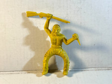 Marx 1950's VTG 60mm Stockade Indian rider with rifle and knife. Yellow