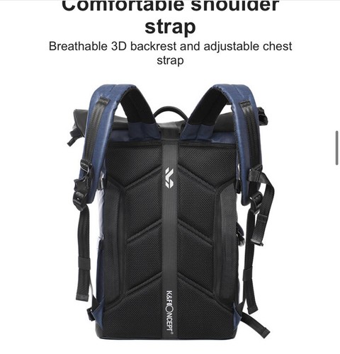 K&F CONCEPT Roll Top Camera Backpack for DSLR Laptop Shoulder Bag Waterproof - Picture 10 of 11