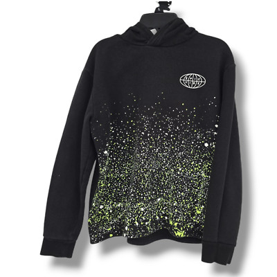 H&M Kids Boys Paint Splatter Epic Vibe Long Sleeve Hoodie Sweatshirt Black  12/14