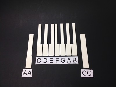 German Piano Keytop, Light Cream no Front, 52mm Head, pick A,B,C,D,E,F,G,AA,CC