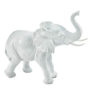 Textured White Ceramic Elephant Statue Figurine Collectible Home Textured White Ceramic Elephant Statue Figurine Collectible Home Decor
