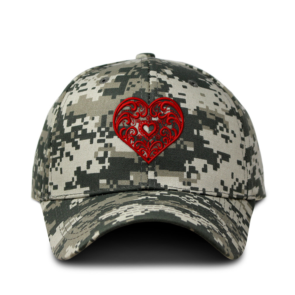 Camo Baseball Cap Red Lace Heart Quilt Embroidery Cotton Hunting
