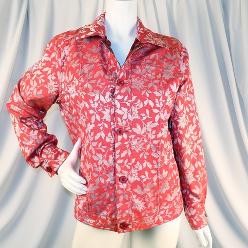 COLDWATER CREEK Reversible Red Black Floral Silver White Women Jacket Size M - Bild 5 von 12