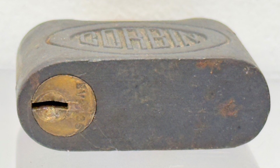 Vintage CORBIN Brass Padlock Lock Hardened Steal NO KEY Display