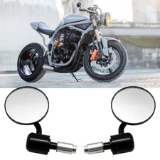 Motorcycle 7/8" CNC Handle Bar End Mirrors For Cafe Racer Chopper Bobber Cruiser