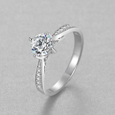 6.3mm Round Cut AAA Cz Wedding Bands 925 Sterling Silver Women's Ring Size 4-9.5