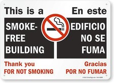 SmartSign "This Is A Smoke-Free 10 inches x 14 inches, Black/Red on White