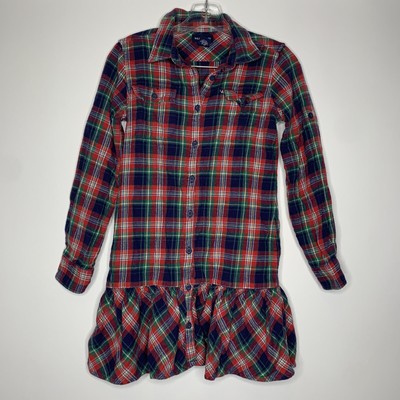 girls red flannel dress