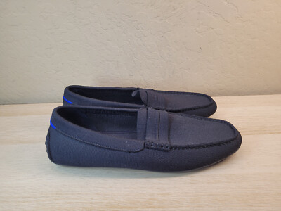 Rothy's The Driving Loafer Black Knit Fabric Slip On Casual Shoes Mens US 12.5