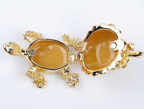 Golden Sea Turtles Figurines Jewerly Trinket Boxes Hinged for Home Decor - Picture 5 of 6