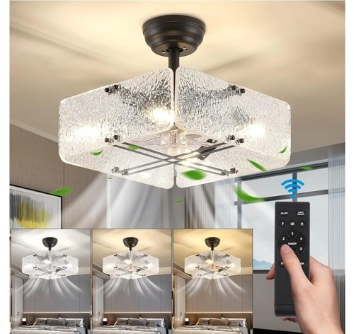 16" Black Farmhouse Ceiling Fan Light Ceiling Fixture, Industrial Ceiling Fan...