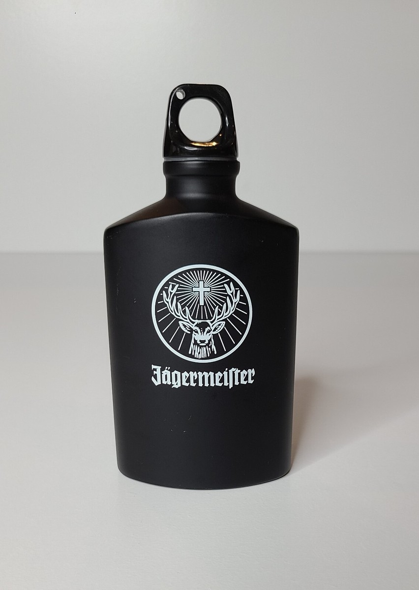 Jagermeister Flask Canteen Black Bar Alcohol Liquor Bottle Deer
